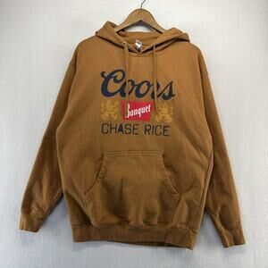 Chase Rice Coors Banquet Hoodie Men's large Brown Graphic Double Sided merch
